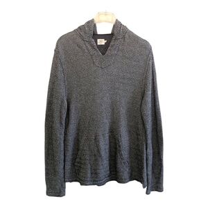 Faherty Men’s Herringbone French Terry Beach Hoodie in Granite Size L